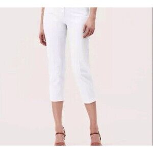 LOFT Riviera Slim Fit White Twill Stretch Cropped Pants 12P Summer Noshow Pocket
